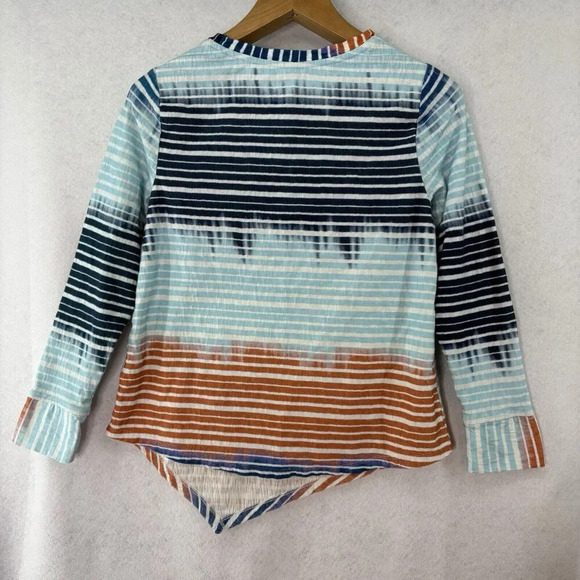 Soft Surroundings Tunic Top Women Petite Medium Long Sleeve Multicolor Striped - Picture 3 of 5